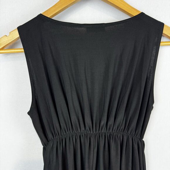 Voilà Black Gathered Dress Polyester Spandex Pockets USA Made XS/S LBD - Picture 8 of 11